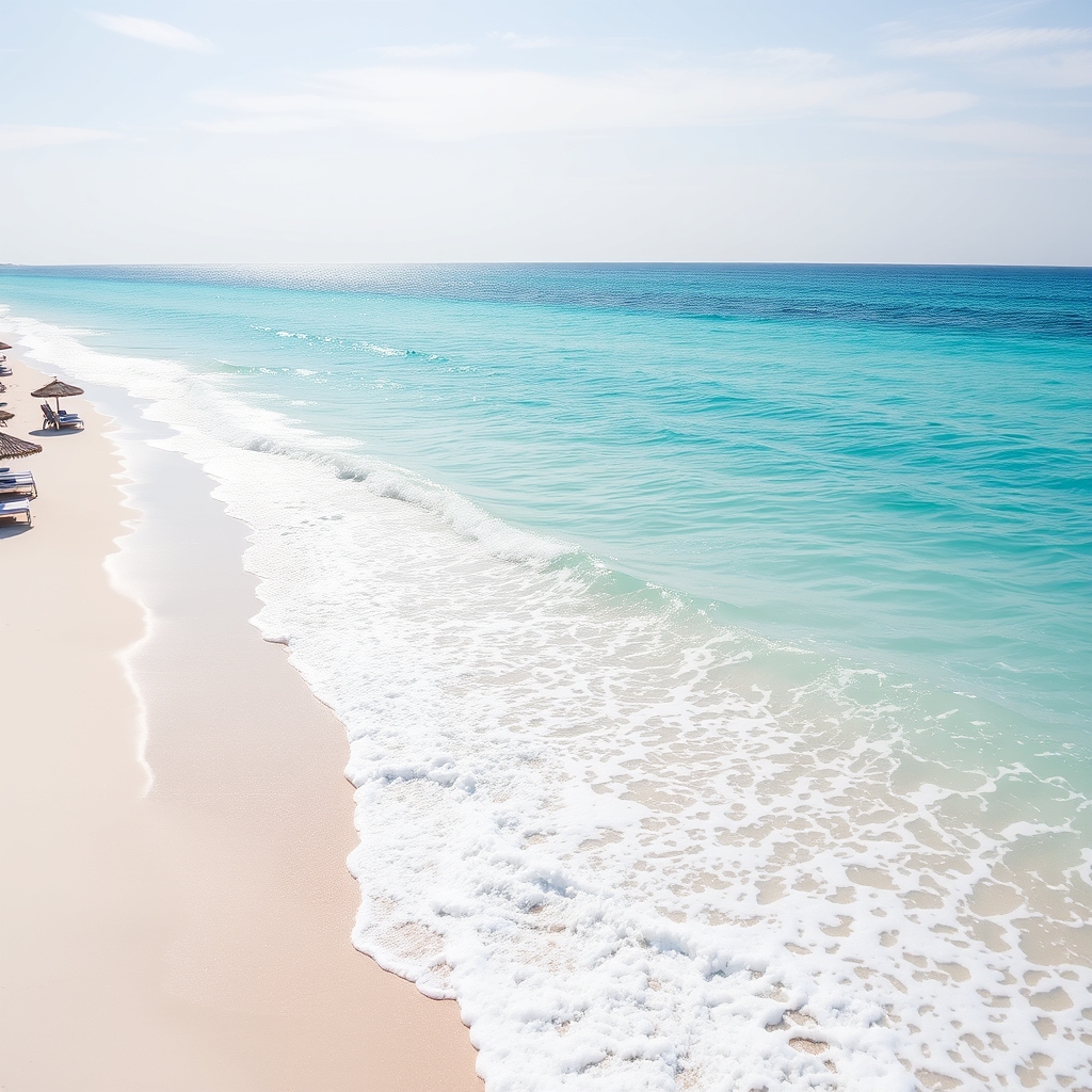 Playa de arena blanca y mar turquesa en Cancún